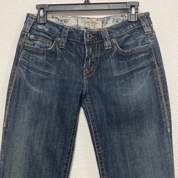 1921 Denim Women's Blue Surplus Bootcut Raw Hem Jeans Size 28/34 - Picture 2 of 12